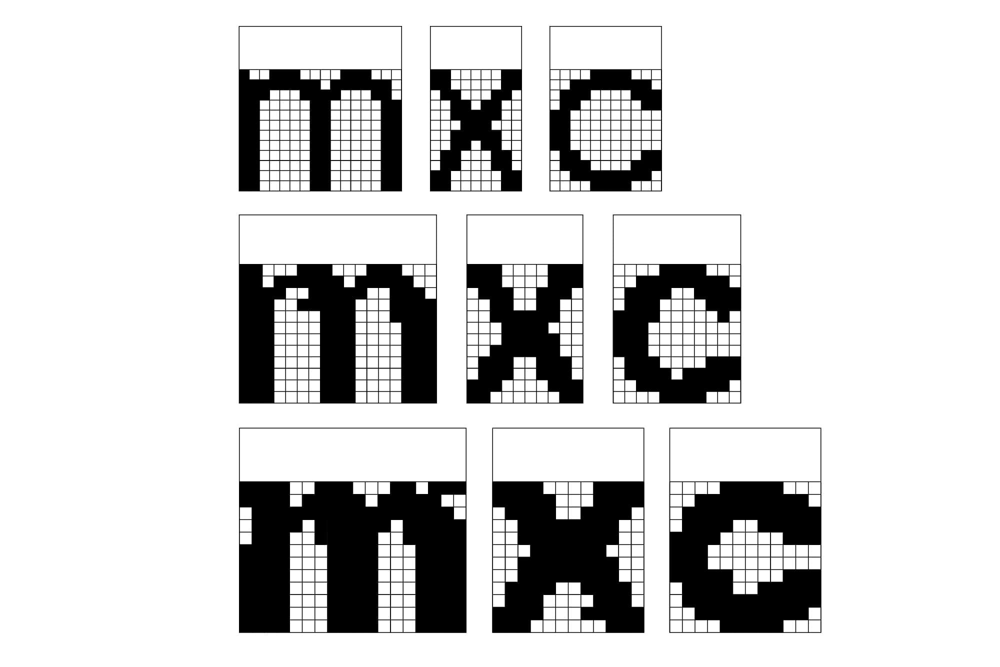 Initial sketches of Visual's construction on an 18&times;18px grid during a workshop in 2010.