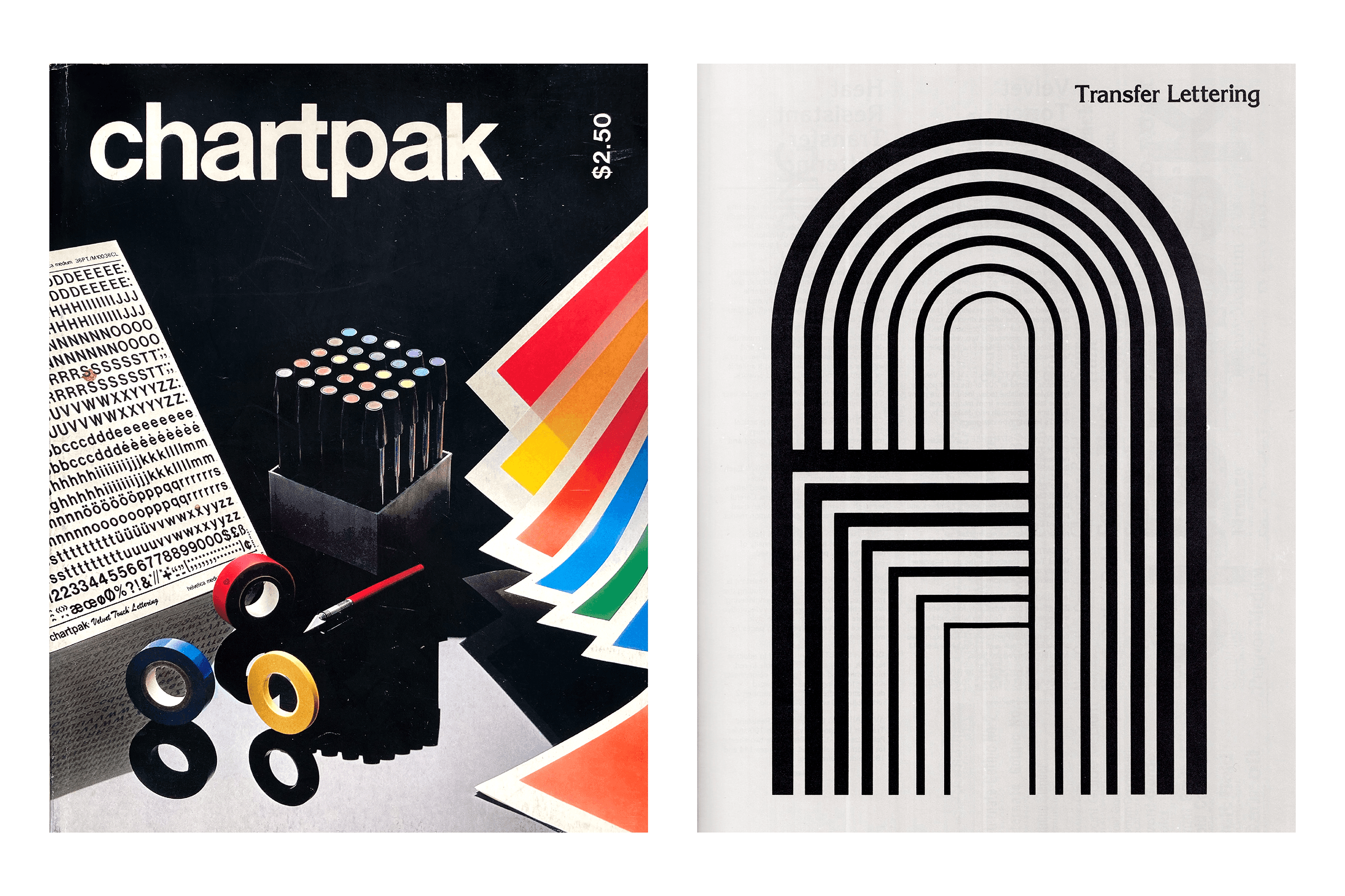 Inner pages from Chartpak Graphic Products, C.1980. &nbsp;Image courtesy: Personal Archive