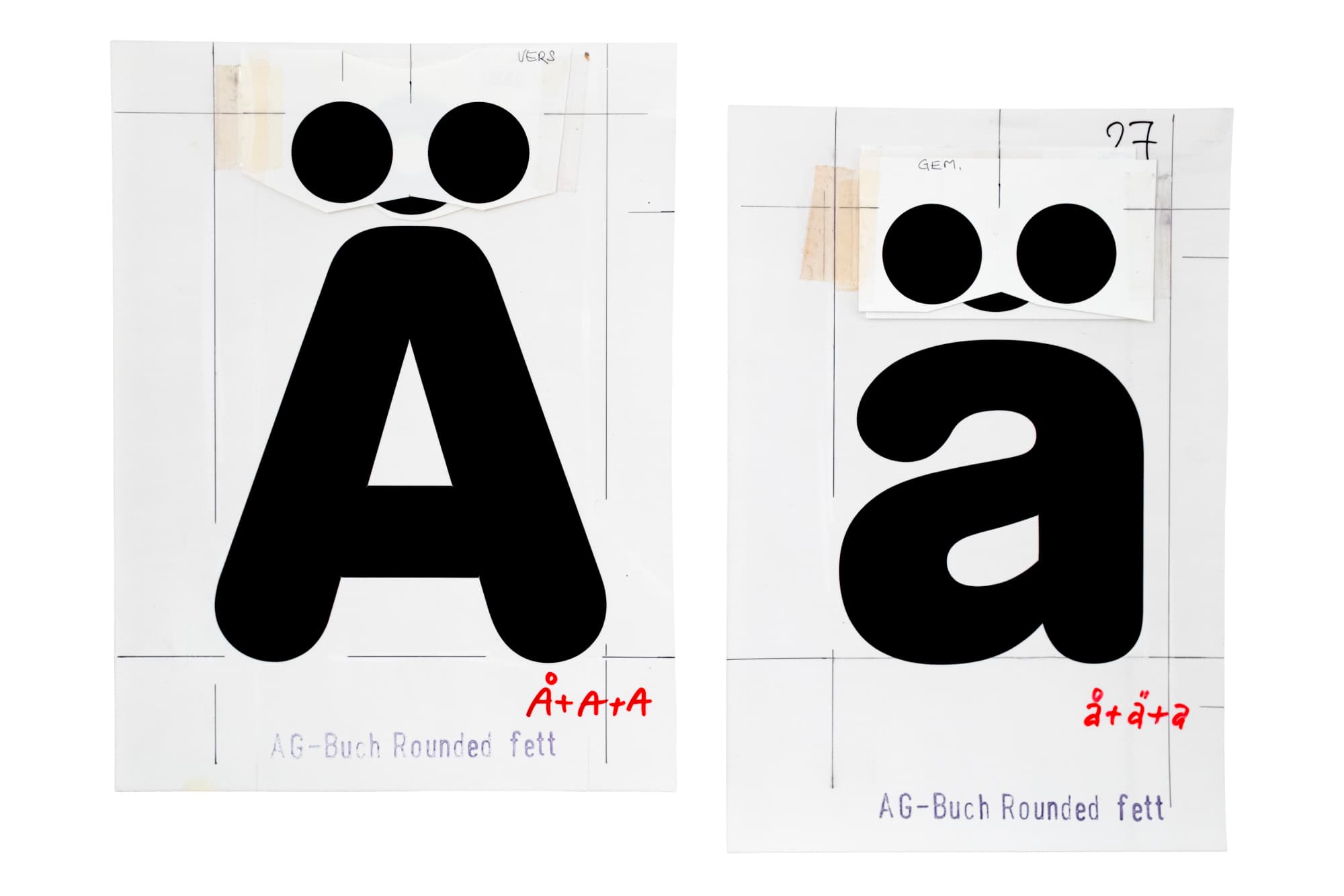 Original drawings of Akzidenz-Grotesk Buch Round (1976), were a core source of inspiration. These were found in the phototypesetting archives of H.Berthold AG. Image courtesy of the German Museum of Technology.
