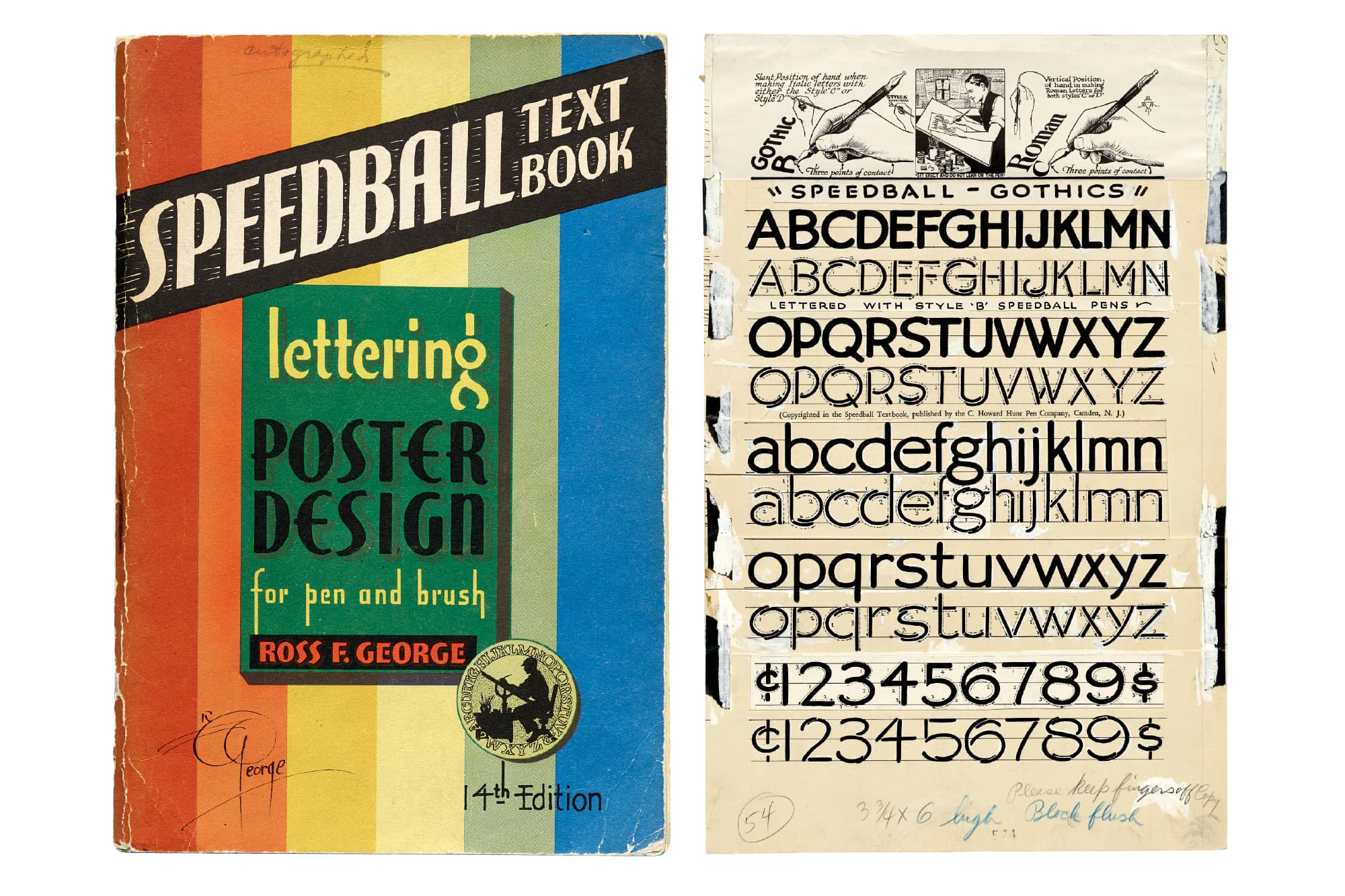 Ross F. George, Speedball Text Book, 14th Ed. and original pasteup boards, Camden, NJ, 1930–40. Image courtesy: Letterform Archive.
