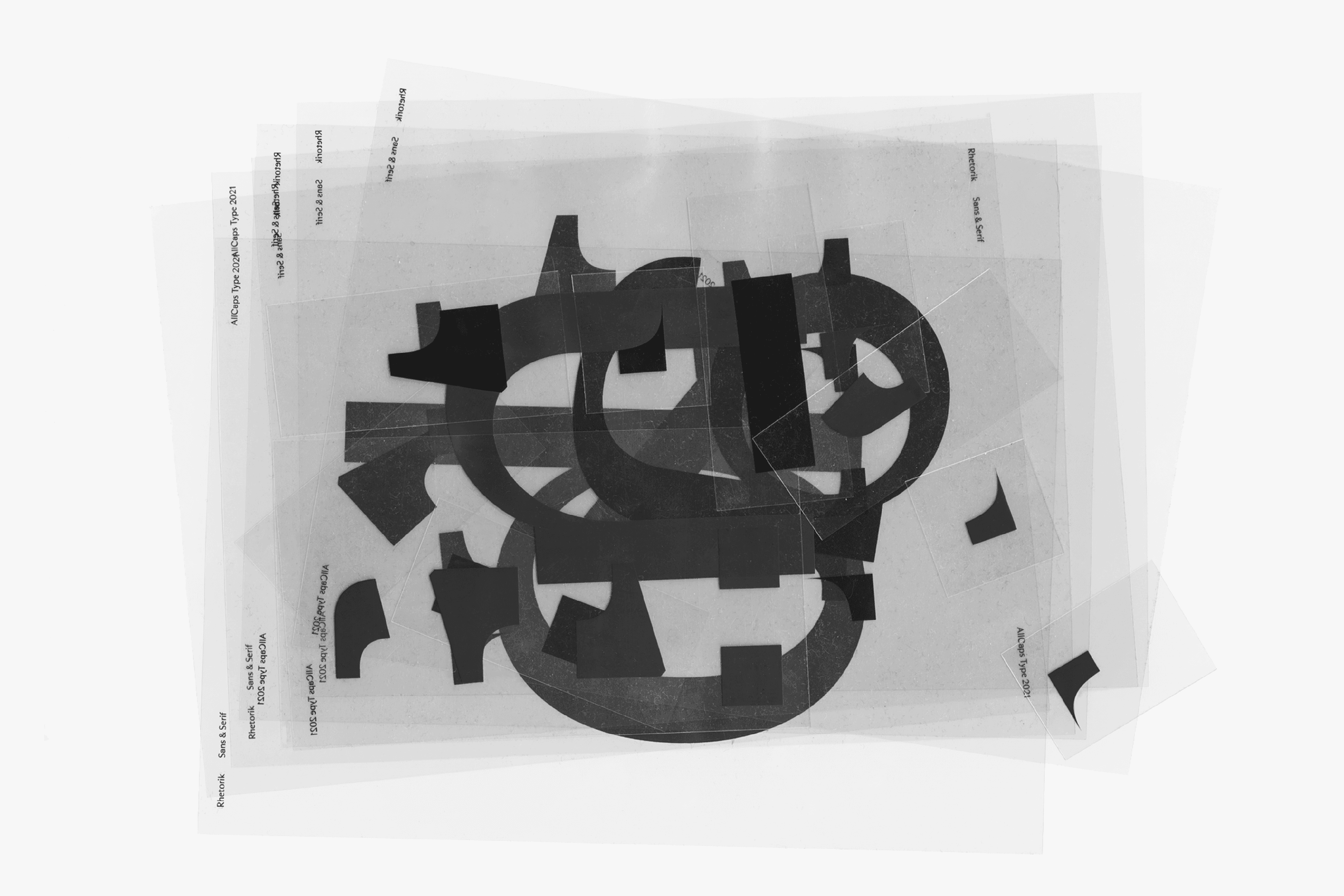 Compilation of black prints on acetate to demonstrate analogue corner elements – a reference to the drawing process of Otl Aicher’s Rotis.